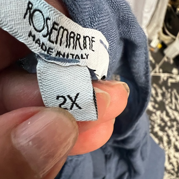 COPY - Women Blue Linen Sleeveless Midi Dress 2X  Rosemarine Plus Size Italy Su… - Picture 7 of 14